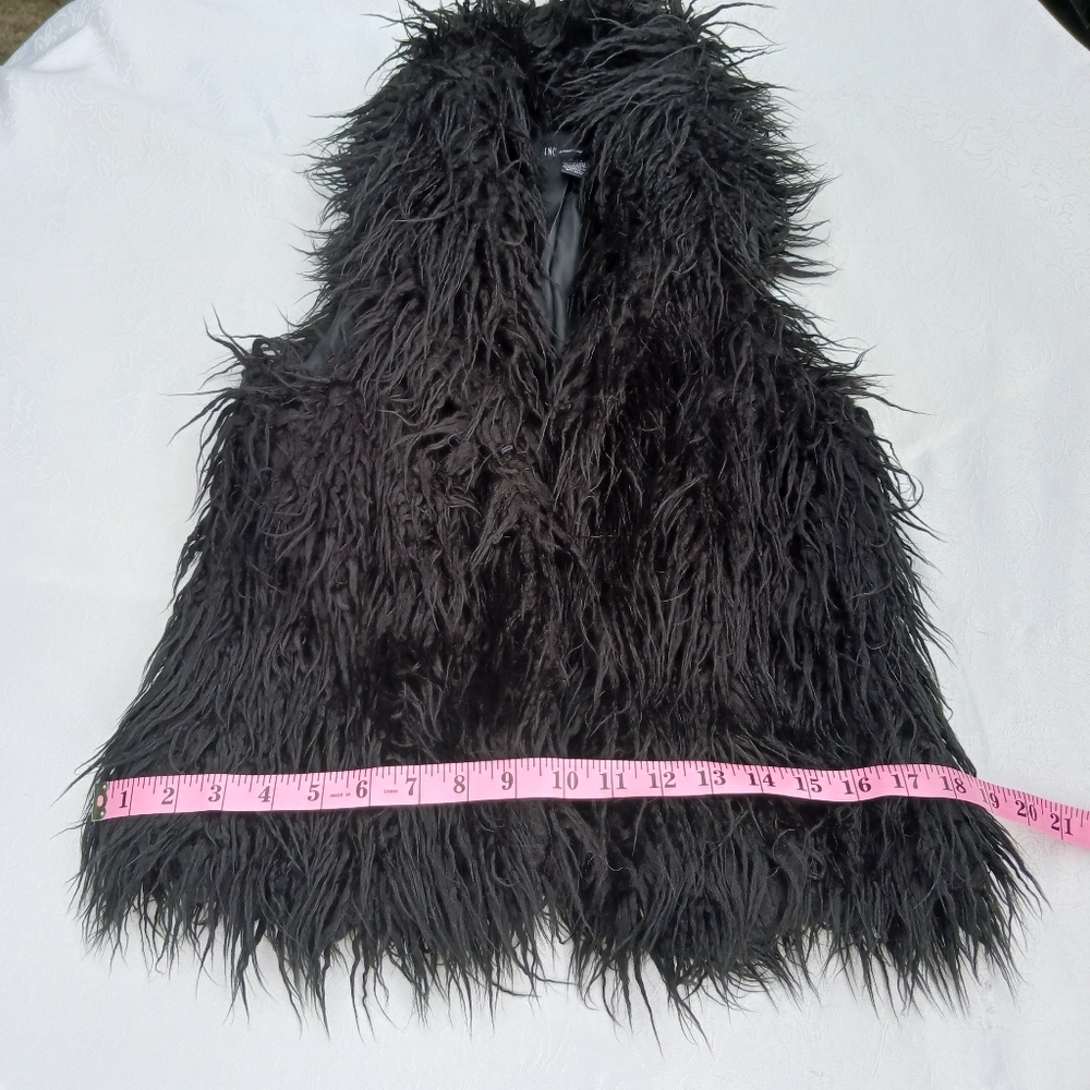 Vintage Y2K Inc Black Shag Faux Fur Vest Small
